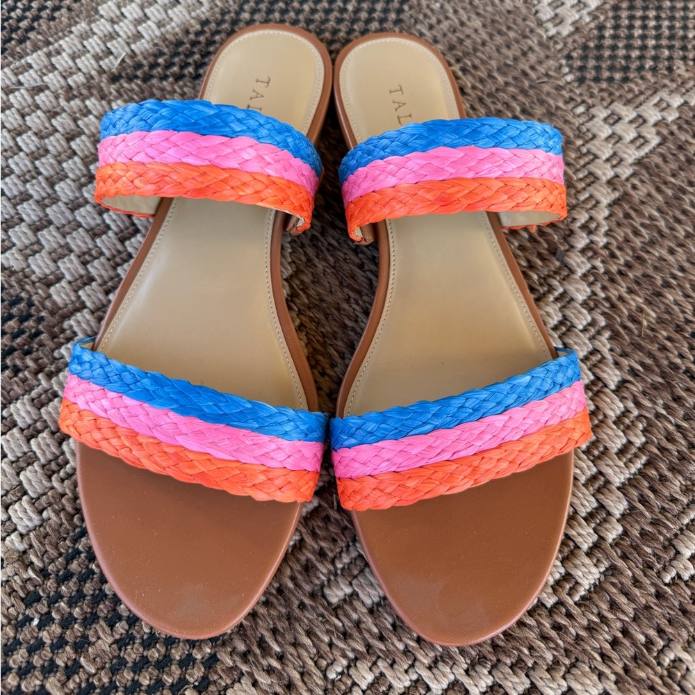 Talbots Keri Slide Sandals Bright Papaya Multicolor Braided Women’s 9.5